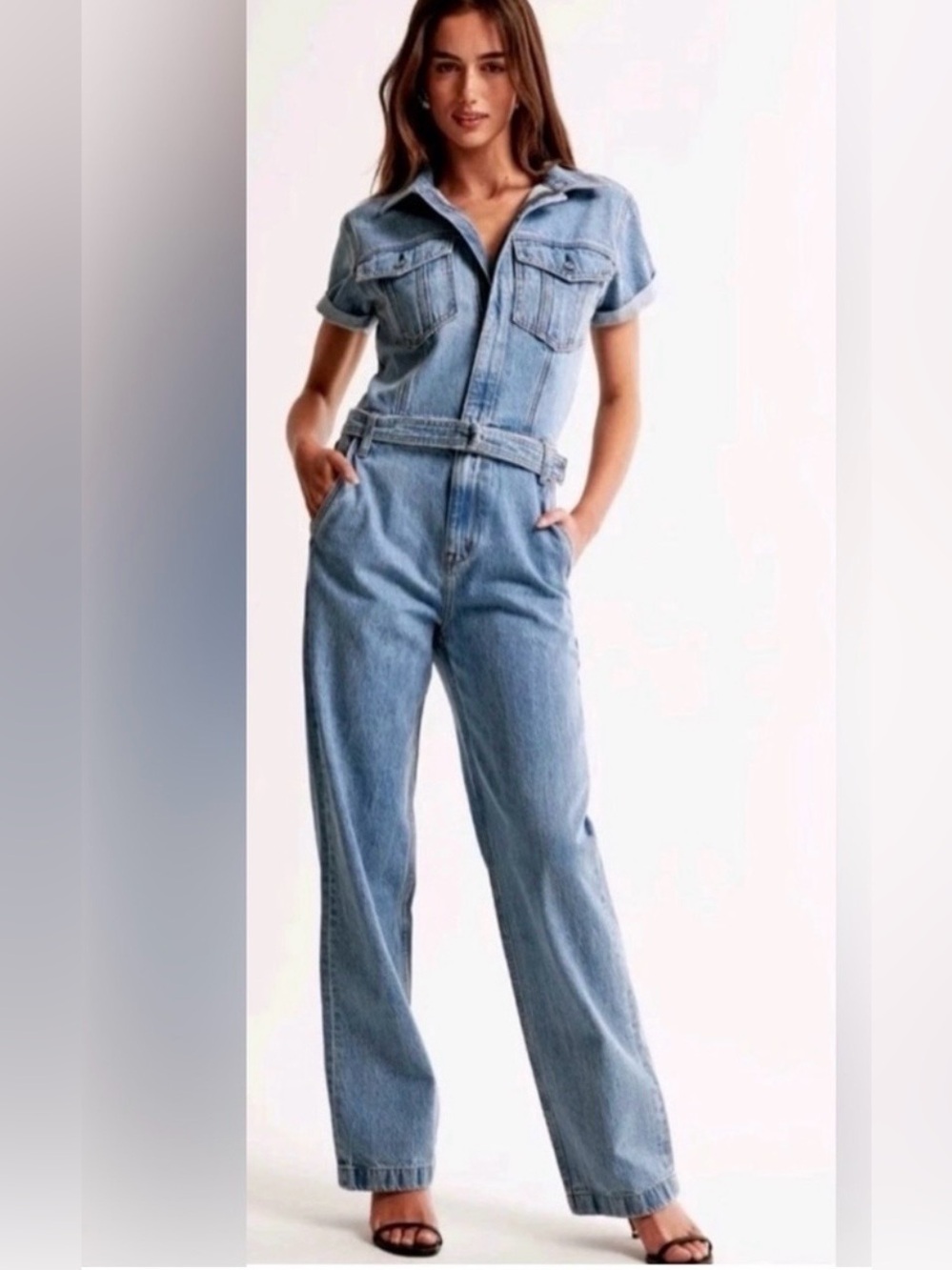 Abercrombie & Fitch Denim Utility Jumpsuit SP Light Wash